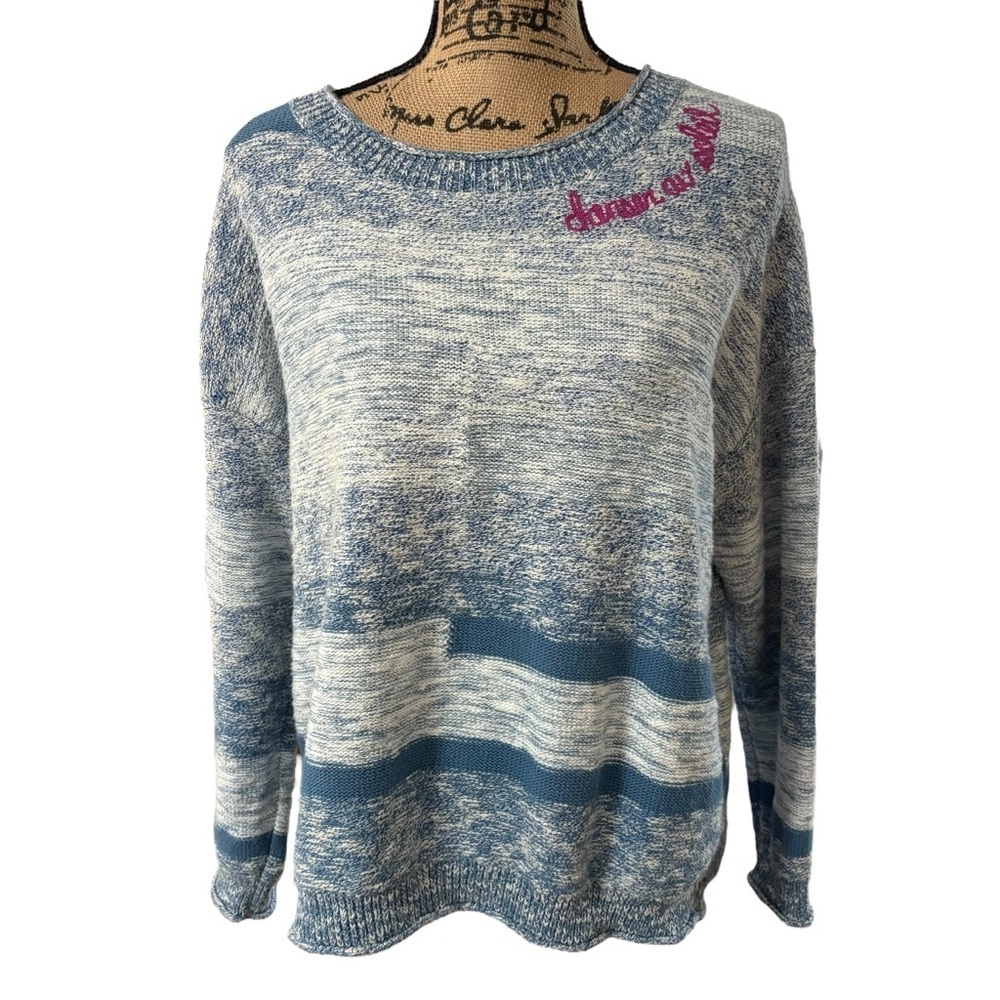 Sundance Dancing In The Sun Heather Blue Sweater Cotton Long Sleeve Size Large